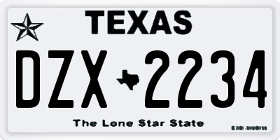 TX license plate DZX2234