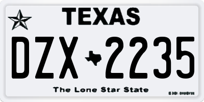 TX license plate DZX2235