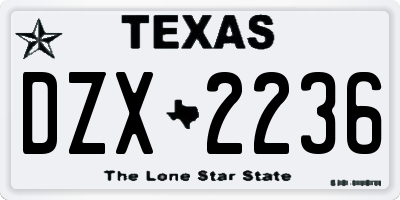 TX license plate DZX2236