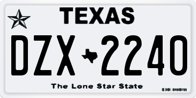 TX license plate DZX2240
