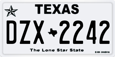 TX license plate DZX2242