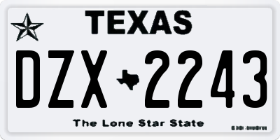 TX license plate DZX2243