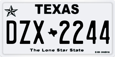 TX license plate DZX2244