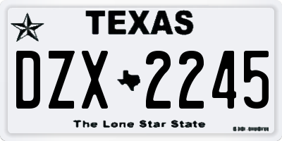 TX license plate DZX2245