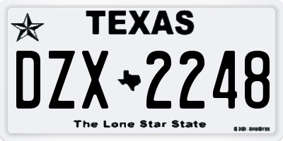 TX license plate DZX2248
