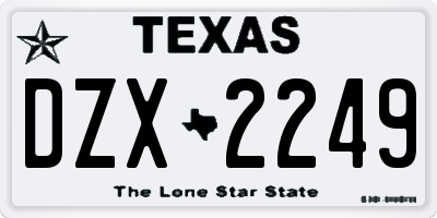 TX license plate DZX2249