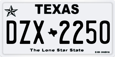 TX license plate DZX2250