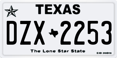 TX license plate DZX2253
