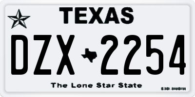 TX license plate DZX2254