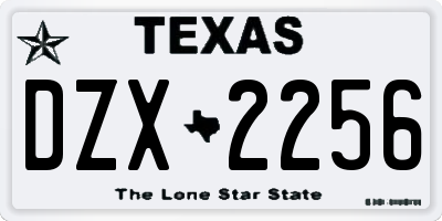 TX license plate DZX2256