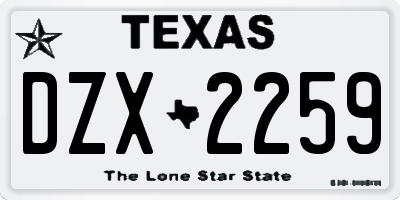 TX license plate DZX2259