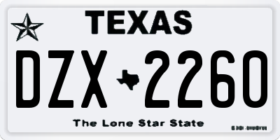 TX license plate DZX2260