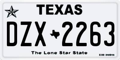 TX license plate DZX2263