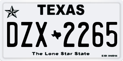 TX license plate DZX2265