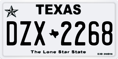 TX license plate DZX2268