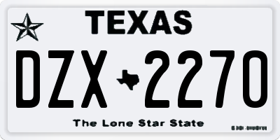 TX license plate DZX2270