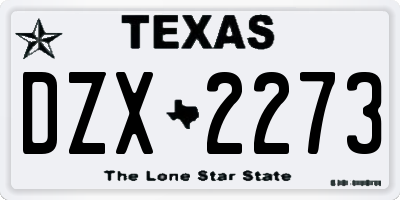 TX license plate DZX2273