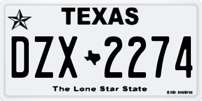 TX license plate DZX2274