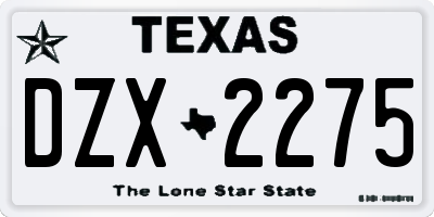 TX license plate DZX2275