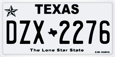 TX license plate DZX2276
