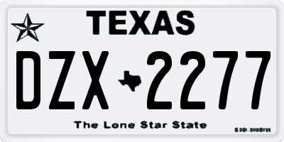 TX license plate DZX2277