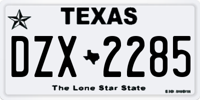 TX license plate DZX2285