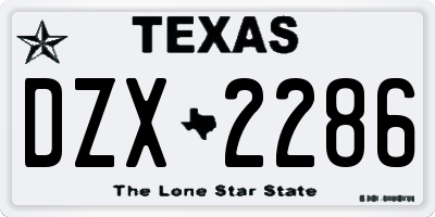 TX license plate DZX2286