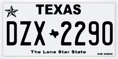 TX license plate DZX2290