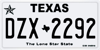 TX license plate DZX2292