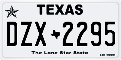 TX license plate DZX2295