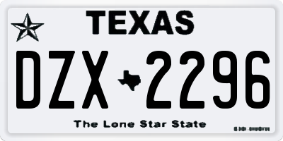 TX license plate DZX2296