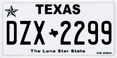 TX license plate DZX2299