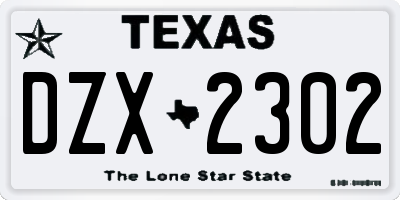 TX license plate DZX2302