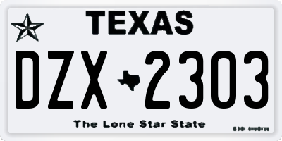 TX license plate DZX2303