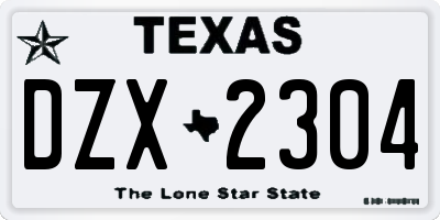 TX license plate DZX2304