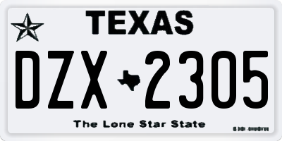 TX license plate DZX2305