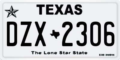 TX license plate DZX2306