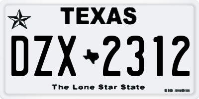 TX license plate DZX2312