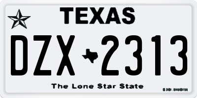 TX license plate DZX2313