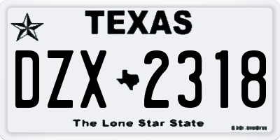 TX license plate DZX2318