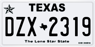 TX license plate DZX2319