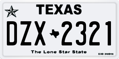 TX license plate DZX2321