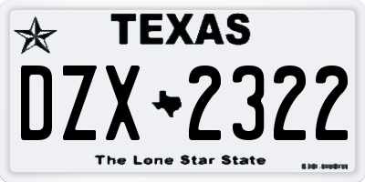 TX license plate DZX2322