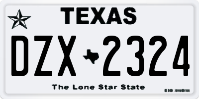TX license plate DZX2324