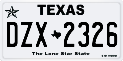 TX license plate DZX2326