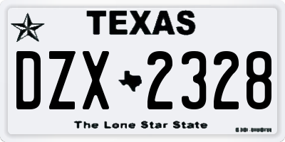 TX license plate DZX2328