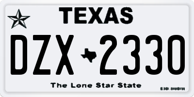 TX license plate DZX2330