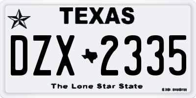 TX license plate DZX2335