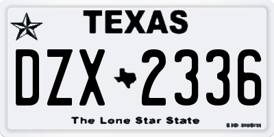 TX license plate DZX2336