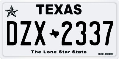 TX license plate DZX2337